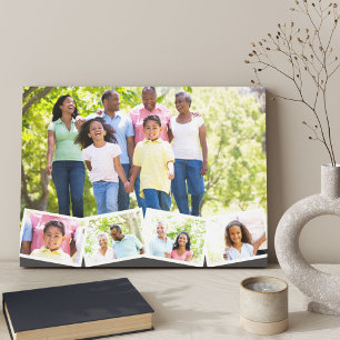 Family Photo Collage Zigzag Photo Strip Mörk Grå Canvastryck