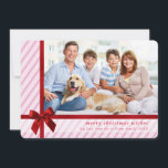 FAMILY PHOTO cute wrapped up red ribbon bow pink Julkort<br><div class="desc">by kat massard >>> WWW.SIMPLYSWEETPAPERIE.COM <<< A super simple, yet cute card design featuring a realistic looking red ribbon with bow, aloowing for a large photo on the front and backside if you wish or handwrite a personal message. NOTE >> Contact me kat@simplysweetpaperie.com if you need help to resize your...</div>