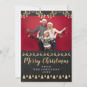 Family Photo God jul Guld Kraft Classy Julkort