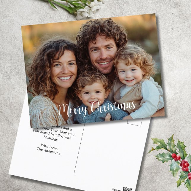 Family Photo God jul Helgdag vykort (Family photo Merry Christmas Personalized Christmas Holiday post card)