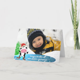 Family Photo God jul Kawaii Dancing Cow Helgkort