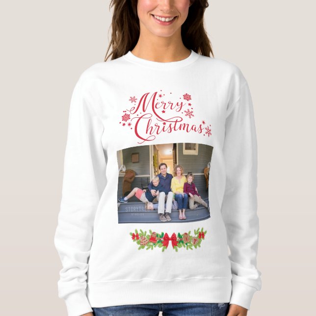 Family Photo God jul T Shirt (Framsida)