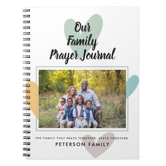Family Photo Hearts Personlig Prayer Journal Anteckningsbok (Framsidan)