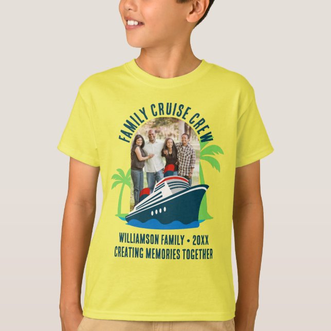 FAMILY Photo Holiday Travel CRUISE CREW  T Shirt (Framsida)