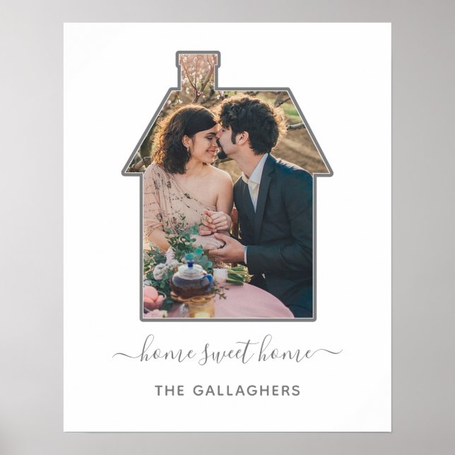 Family Photo House Shape Housewarming Wedding Gift Poster (Framsidan)