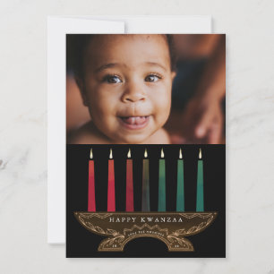 Family Photo Illustrated Kinara Kwanzaa Julkort