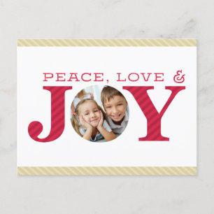 FAMILY PHOTO JOY simple djold modern red and guld Helg Vykort