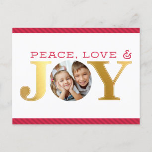 FAMILY PHOTO JOY simple djold modern red and guld Helg Vykort