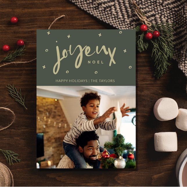 Family Photo Joyeux Noel jul Julkort (Family Photo Joyeux Noel Christmas Holiday Card)