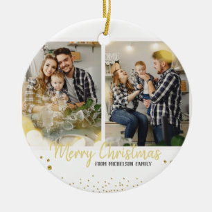 Family Photo jul Guld Confetti Julgransprydnad Keramik
