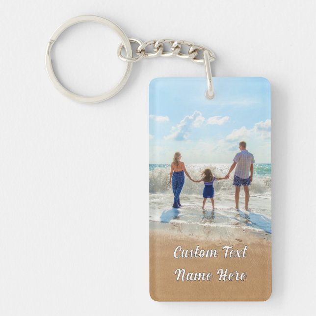 Family Photo Keychain Gift Personalized Text Name (Framsidan)