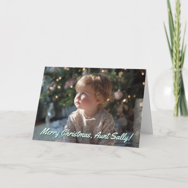 Family Photo Merry Christmas Aunt Helgkort (Framsida)