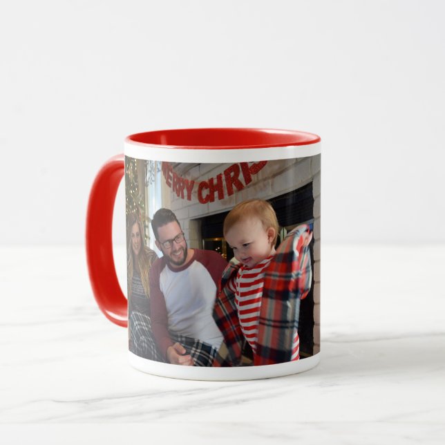 Family Photo Merry n Bright in Red Gift Coffee Mugg (Framsida vänster)