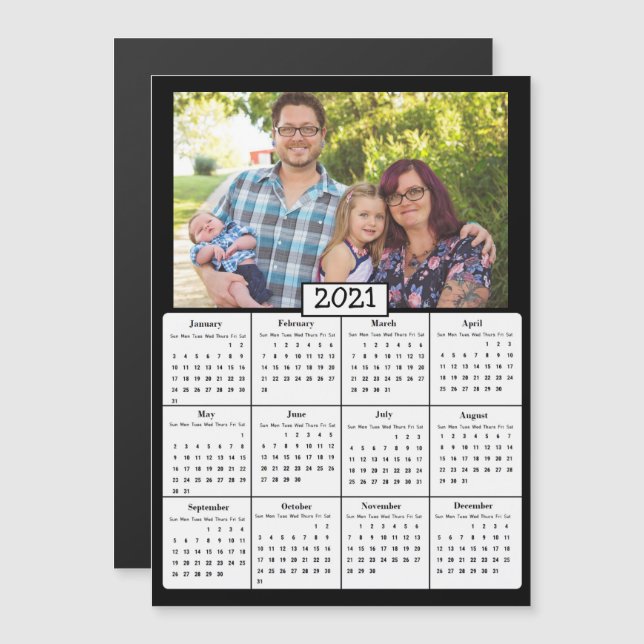 Family Photo Mini 2021-kalender Magnetisk Inbjudningskort (Fram/baksida)
