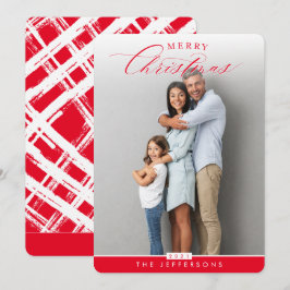 FAMILY PHOTO modern calligraphy overlay red Holida Julkort