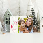 FAMILY PHOTO modern elegant skriver GLATT röd Julkort<br><div class="desc">by kat masard >> WWW.SIMPLYSWEETPAPERIE.COM <<< En elegant kortdesign som innehåller citatet "GLATT" med skripttyp för kombinerad elegant med serif-typografi och oformaterad färg på baksidan,  ge dig möjligheten att skicka ett personligt meddelande. Med trendigets kantade fyrkantiga foto på framsidan för ditt favoritfoto!</div>