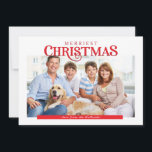 FAMILY PHOTO modern enkel typografi röd Julkort<br><div class="desc">by kat masard >> kat@simplysweetPAPERIE.com << Skicka och extra speciellt meddelande med stil och pizzazz i år... Personlig med dina detaljer och foton som mina moderna helgdag säkert kommer att klara sig ut från hälsning som dina vänner och familj kommer att få den här säsongen och kommer att göra ett...</div>