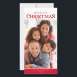 FAMILY PHOTO modern enkel typografi röd Julkort<br><div class="desc">by kat masard >> kat@simplysweetPAPERIE.com << Skicka och extra speciellt meddelande med stil och pizzazz i år... Personlig med dina detaljer och foton som mina moderna helgdag säkert kommer att klara sig ut från hälsning som dina vänner och familj kommer att få den här säsongen och kommer att göra ett...</div>