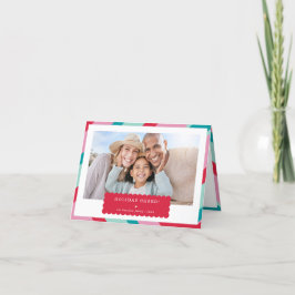 FAMILY PHOTO modern minimal geometrisk röd rosa Helgkort