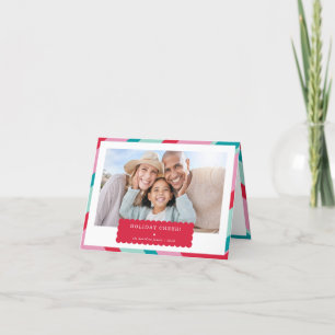 FAMILY PHOTO modern minimal geometrisk röd rosa Helgkort