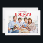 FAMILY PHOTO modern minimal typografi röd Julkort<br><div class="desc">by kat masard >> kat@simplysweetPAPERIE.com << Skicka och extra speciellt meddelande med stil och pizzazz i år... Personlig med dina detaljer och foton som mina moderna helgdag säkert kommer att klara sig ut från hälsning som dina vänner och familj kommer att få den här säsongen och kommer att göra ett...</div>