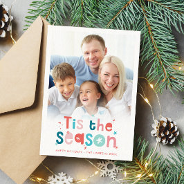 FAMILY PHOTO modern roligt söt är säsongen Julkort