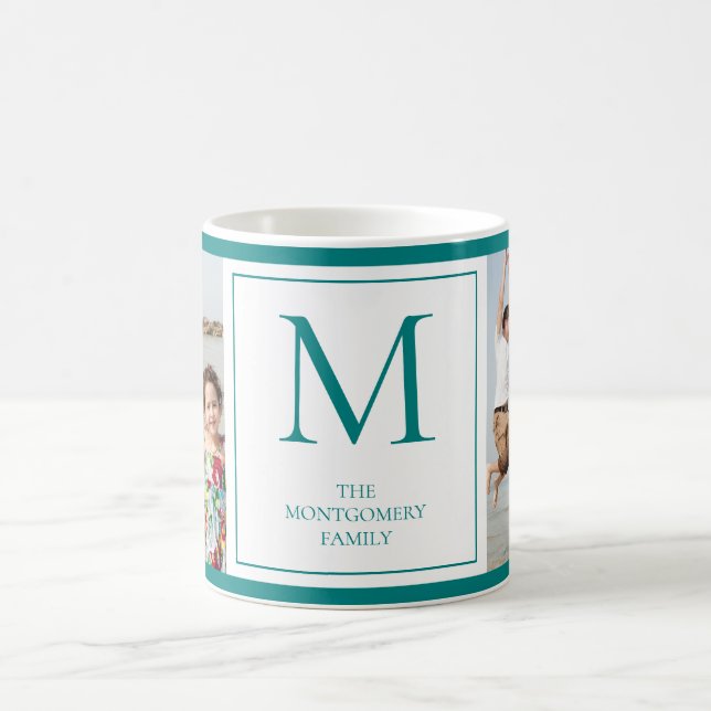 Family Photo Monogram Initial Namn-kaffe Mugg (Center)