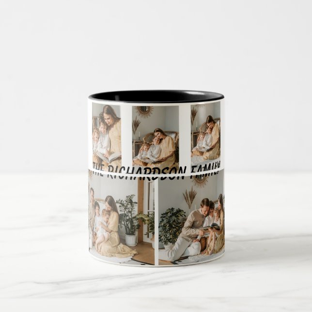 Family Photo Mug | Add Custom Photos and Text Två-Tonad Mugg (Center)