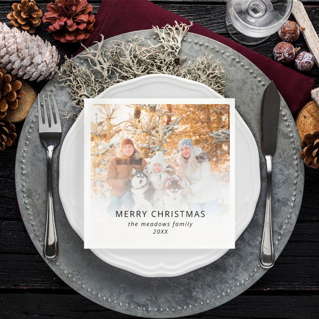 Family Photo Namn Year God jul Pappersservett (Napkin)