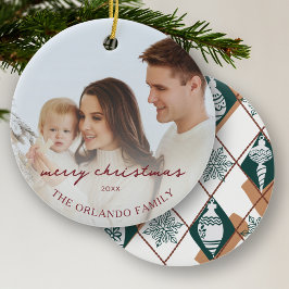 Family Photo New Parents Grönt God jul Cer Julgransprydnad Keramik
