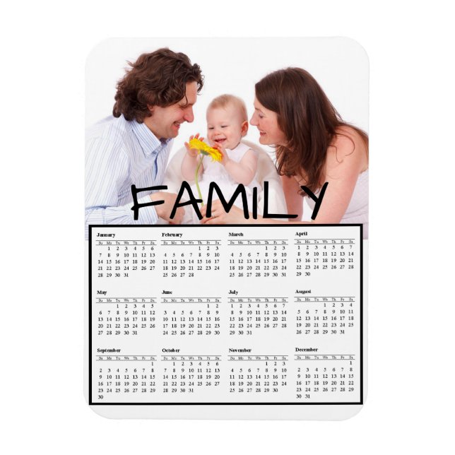 Family Photo Perosnalized 2018 Calendar Magnet (Vertikal)