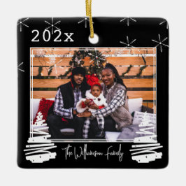 Family Photo Pet på två sidor i Julgran Julgransprydnad Keramik