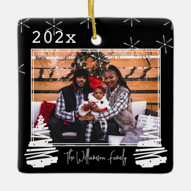 Family Photo Pet på två sidor i Julgran Julgransprydnad Keramik (Framsida)