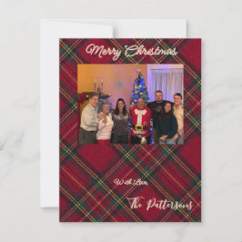 Family Photo plaid Christmas Flat Holiday Card Julkort