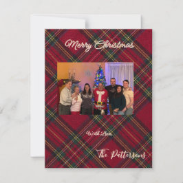Family Photo plaid Christmas Flat Holiday Card Julkort