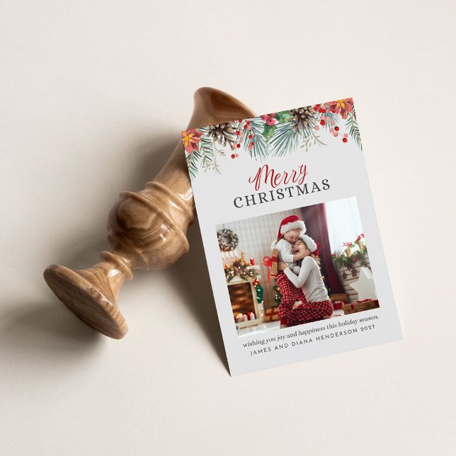 Family Photo Play God jul Red Gingham Julkort (Skapare uppladdad)