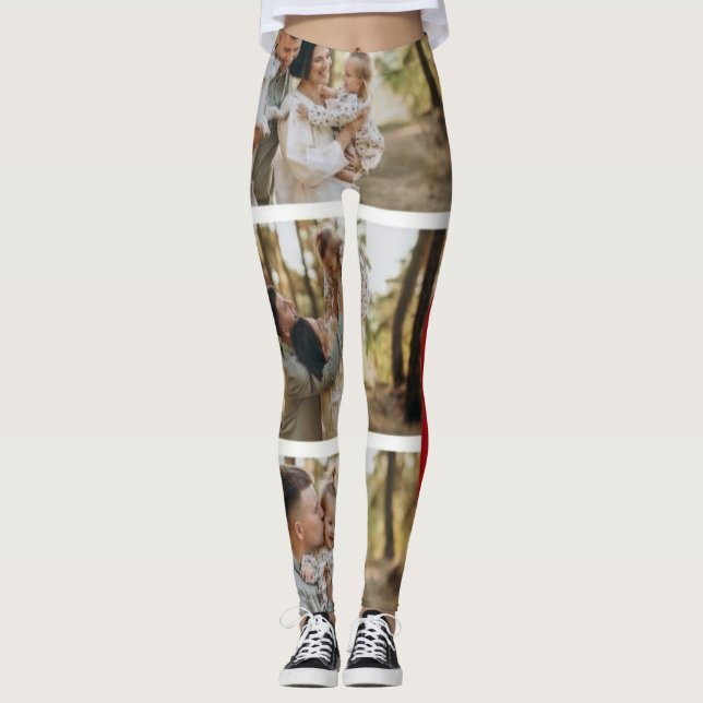 Family Photo Printed Christmas Leggings (Framsida)