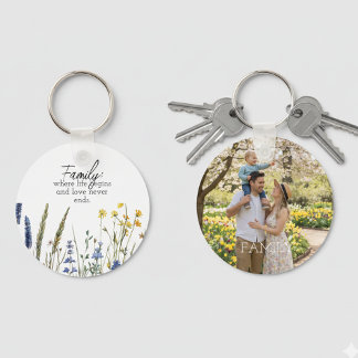 Family Photo & Quote Keychain - Cherished Keepsake Nyckelring