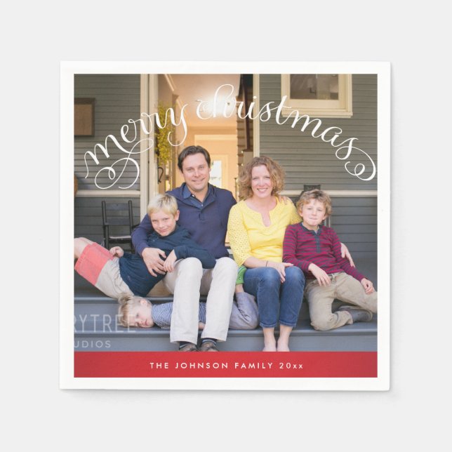 Family Photo Red God jul Pappersservett (Framsidan)