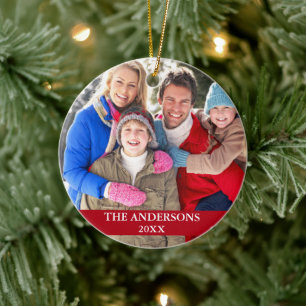 Family Photo Red Julgransprydnad Keramik