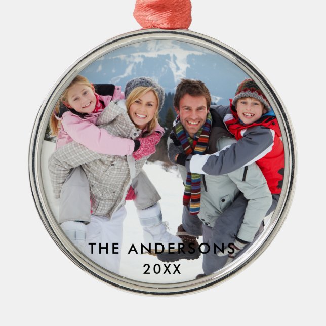 Family Photo Round Julgransprydnad Metall (Framsidan)