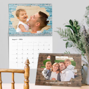 Family Photo Rustic Wood 2024 Kalender