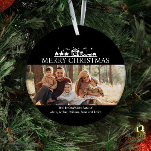 Family Photo Simple Ntivity Religiösa jul Julgransprydnad Keramik
