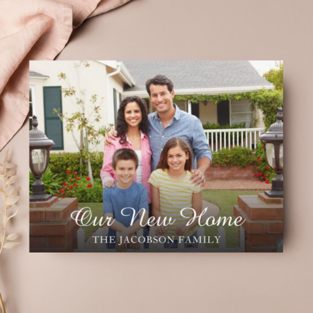 Family Photo Vår nya hemlandsannonsering om Flytta Vykort (Skapare uppladdad)