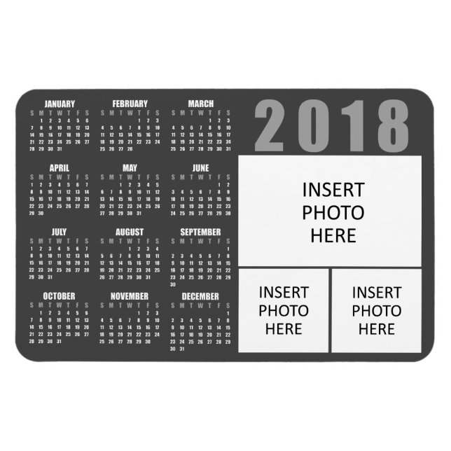 Family Photos 2018 Calendar Magnet - 3 Bilder (Horisontell)