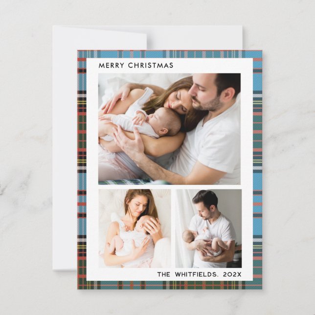 Family Photos Berries Christmas Holidays Tartan Anteckningskort (Framsida)