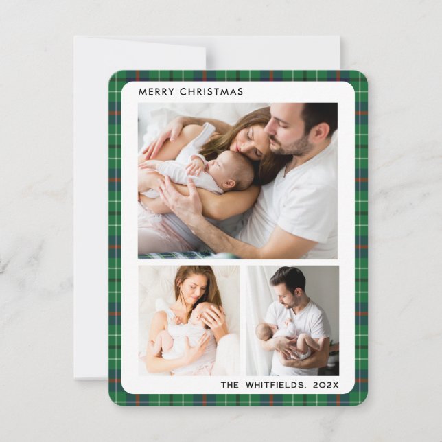 Family Photos Christmas Holidays Tartan Anteckningskort (Framsida)