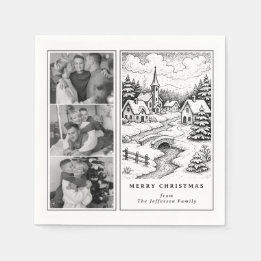 Family Photos Christmas Village in Winter Pappersservett