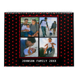 Family Photos Collage Heart Balloon Mönster Black Kalender