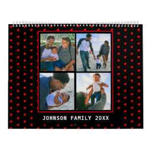 Family Photos Collage Heart Balloon Mönster Black Kalender